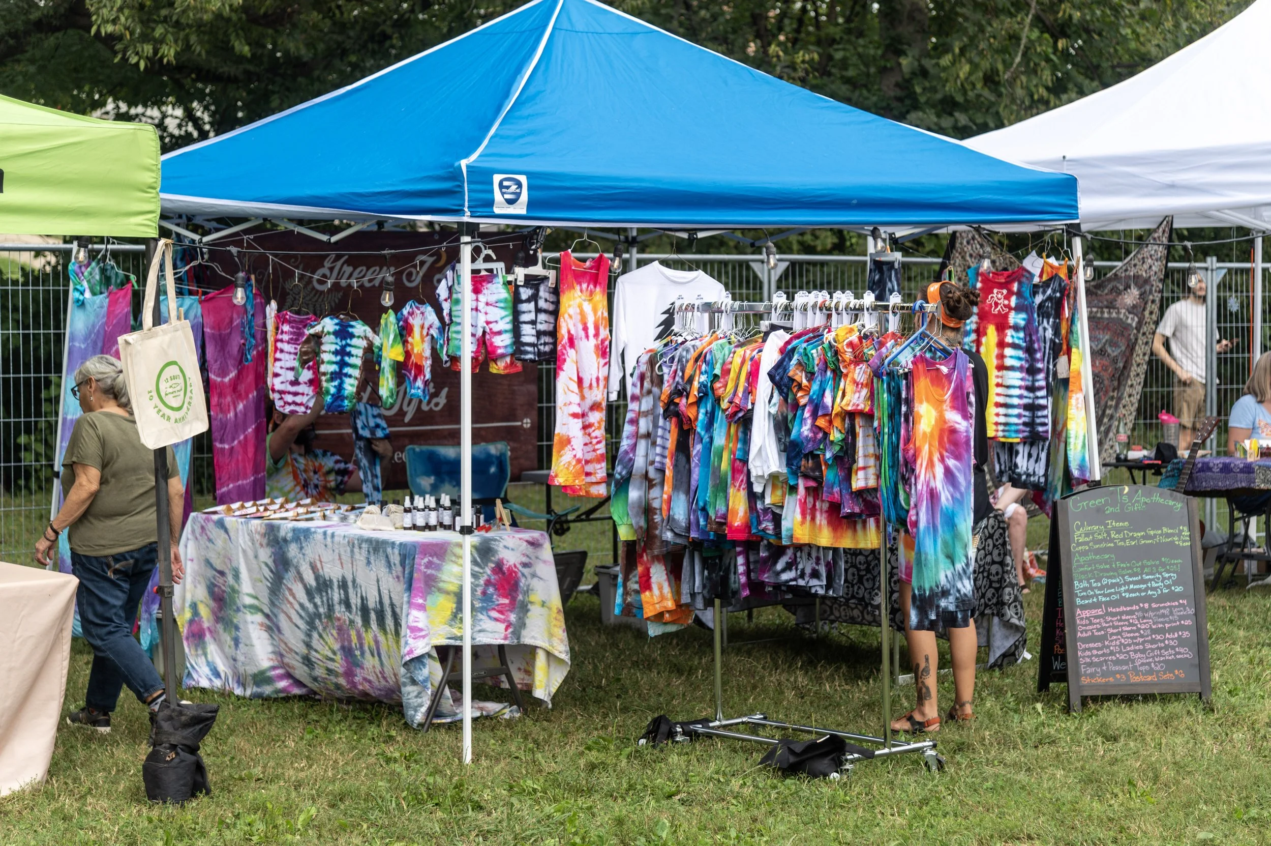 A tie dye vendor booth on Shakedown Street at Touch of Brews 2021