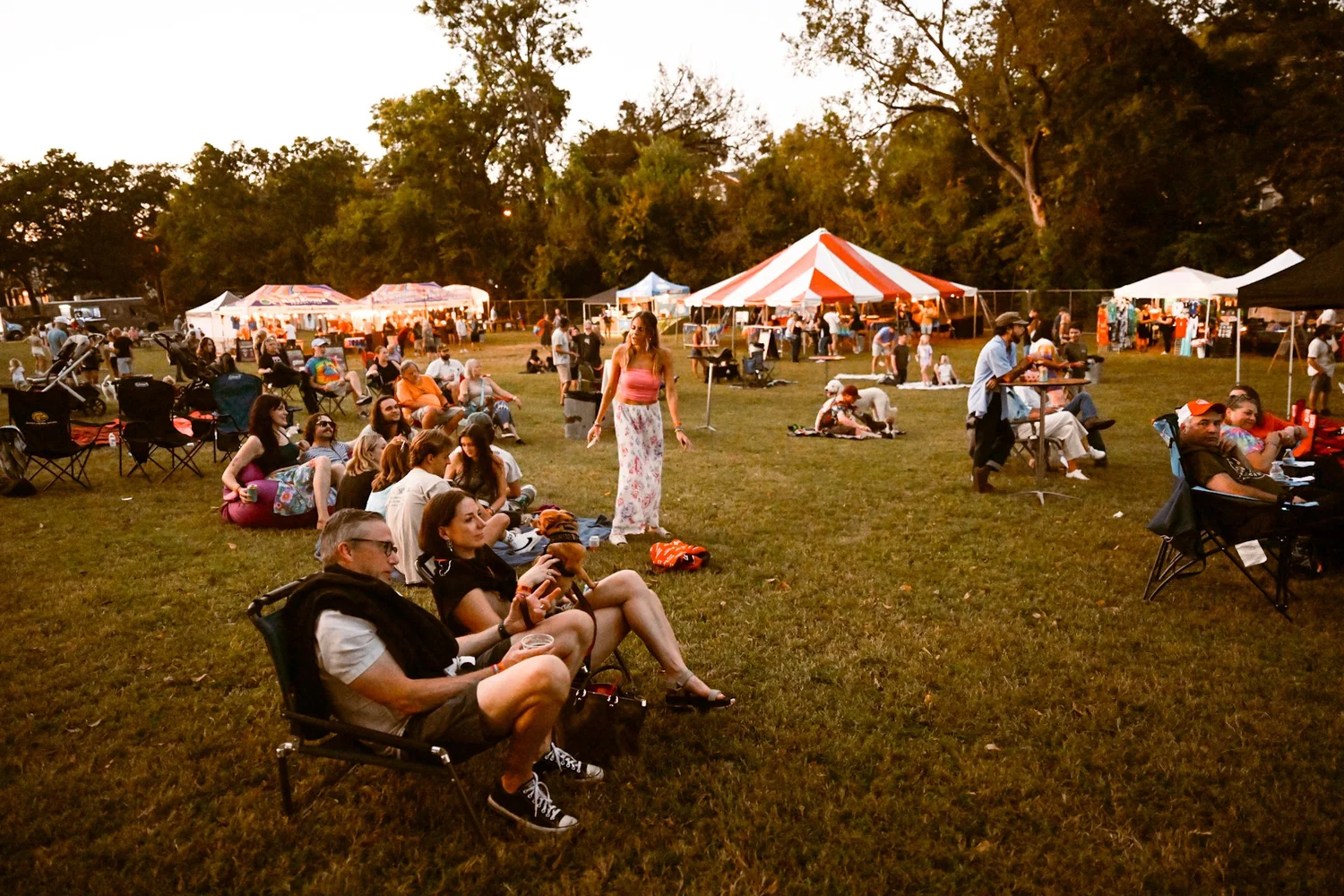 The festival grounds at dusk at Touch of Brews 2023 at Sevier Park